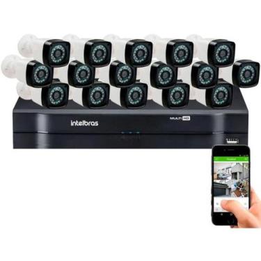 Imagem de Kit Cftv 16 Cameras Segurança Hd Dvr Intelbras mhdx 1116 S/ HD