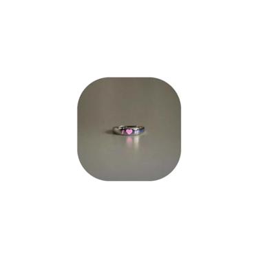 Imagem de Anel de coração brilhante rosa azul coração anel engraçado escuro luminoso anel de dia dos namorados coração brilha no escuro anel de compromisso anéis legais para mulheres homens dia dos namorados