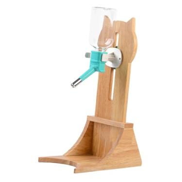 Imagem de Stgfyxgs Garrafa de água para Animais de Estimação com Suporte de Bambu, Fonte de água para Cães E Gatos, Garrafa Potável Ajustável, Bebedouro para Gatos Pendu, Garrafa Verde