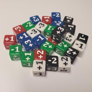 Imagem de 30x CCG Stats Modifier 10mm Dice Compatible with Star Wars: Unlimited/Red, Blue & Green for Power, HP and XP with Black and White for Temporary Effects
