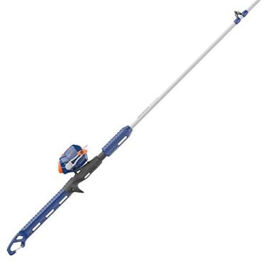 Imagem de Zebco Combo de molinete Spincast e vara de pescaria Kids Wilder, bastão de pesca de 2 peças, molinete de tamanho 20, recuperação de mão direita ou esquerda, pré-carretel de 2,7 kg, azul/laranja
