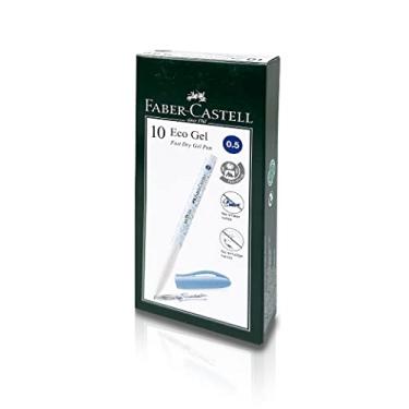 Imagem de Faber-Castell Caneta de gel ecológico sustentável de secagem rápida feita de plástico 100% reciclado - tinta de gel super suave, escrita ergonômica, sem manchas e sem manchas (caixa com 10) (azul de