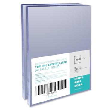 Imagem de Binditek Pacote com 200 capas de apresentação para encadernação de PVC transparente, capa de relatório de PVC para documentos empresariais, projetos escolares de 21 x 28 cm, 7 mm, tamanho carta, pacote com 200