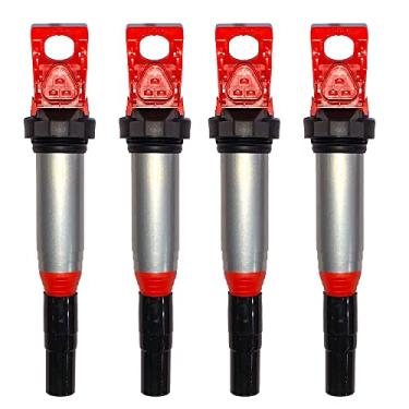 Imagem de ARKAUTO Bobina de Ignição Tipo Delphi Superior Vermelha de Alta Energia 4 Unidades Uf667 12138616153 para Mini R55 R57 R56 R60 R58 R61 R59 1.6 N12 N16 Bmw 1 2 3 4 5 Série X1 X3 X4 X5 X6 Z4 2.0 2.0T N4