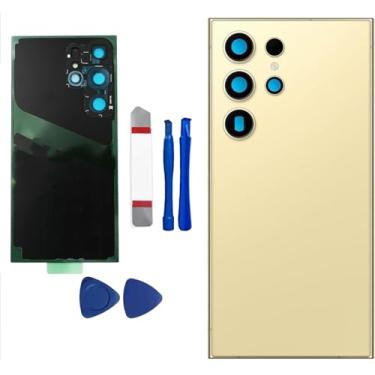 Imagem de S24 Ultra Back Glass Substituição para Samsung Galaxy S24 Ultra 5G Capa de vidro traseira para Galaxy S24 Ultra vidro traseiro com lente de câmera pré-instalada e adesivo + kits de ferramentas de