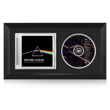 Imagem de Allenkwok Moldura de poliestireno CD Music com forro de espuma EVA e tecido preto flocado, exibição para discos e capas de CD, decoração de casa