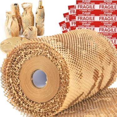 Imagem de NAPALOOK envoltório de papel de embalagem em favo de mel 15''x12000" (1000 pés), alternativa substituta para envoltório de amortecimento de bolhas para embalagens de transporte em movimento,