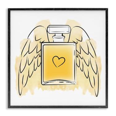 Imagem de Stupell Industries Perfume com asas de anjo em giclée emoldurado por Martina Pavlova, moldura preta, 30,5 x 30,5 cm
