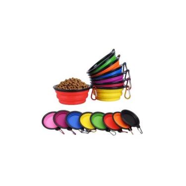 Imagem de Bebedouro e Comedouro de Silicone Portátil e Retrátil 650ml - Aloapet 
