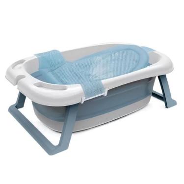 Imagem de Banheira De Bebê Com Redinha Dobrável Infantil Vitoriana - Tibaby, Azu