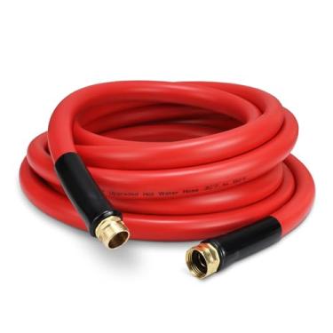 Imagem de Mangueira de jardim 6 m x 3/10.2 cm, resistente -45.6 °C a 87.8 °C, mangueiras de borracha flexíveis de 600psi, acessórios sólidos de 0,9 cm para gramado e jardim ao ar livre para todos os climas