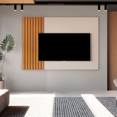 Imagem de Painel para Tv Ripado Boto 1.8 136x180x4,5 Cm Off White/Marrom