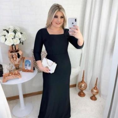 Imagem de Vestido Longo Plus Size Manga 3/4 Moda Evangélica Feminina 2 - MISS FL