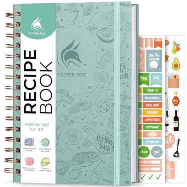 Imagem de Clever Fox Livro de receitas espiral – Faça sua própria família livro de receitas – organizador de caderno de receitas em branco – diário de culinária vazio para escrever em receitas – tamanho médio,