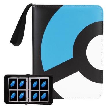 Imagem de Encadernador de cartões com design moderno de 4 bolsos para 400 cartões azuis