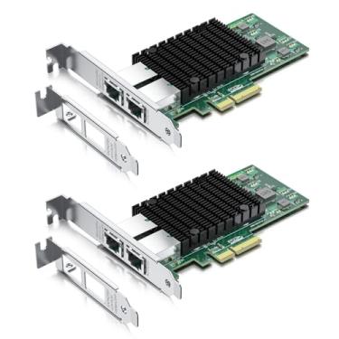 Imagem de Placa de rede PCI-E NIC de 10 GB, porta RJ45 de cobre dupla, com controlador Intel X550-AT2, adaptador LAN Ethernet PCI Express compatível com Windows Server/Linux/ESX, compare com Intel X550-T2,