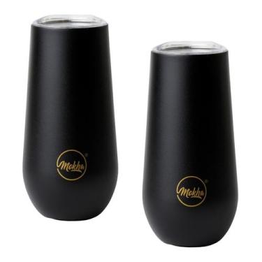 Imagem de Kit 2 Copo Térmico Taça Espumante Champagne Inox a Vácuo 150ml Preto -