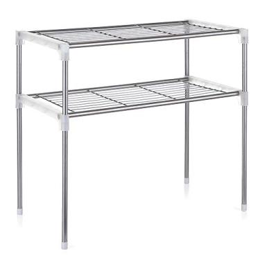 Imagem de Prateleira de Armazenamento de Bancada, Utensílios de Cozinha Rack de Armazenamento de Mesa de Mesa Com Design de Camada de Grade, Uso Multifuncional para Sótão, Banheiro ou (2