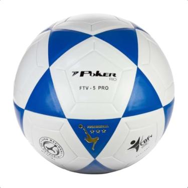 Imagem de Bola Futevôlei Vulcanizada Rio PU Poker Cor: Branco/Azul