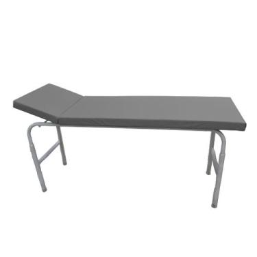 Imagem de Mesa Exame Clínico 80x65x180 Cabeceira Regulável Esmaltada Cinza - Met