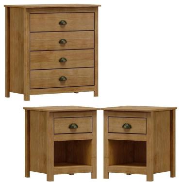 Imagem de Comoda 4 Gav E 02 Mesas De Cabeceira Madeira Maciça Freijo Milani Store