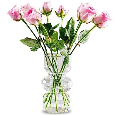 Imagem de XWLAI Vasos de Vidro Transparentes Decorativos, Vaso de Vidro Nordic de 18 cm, Vasos de Flores Hidropônicos para Decoração de Casa e Casamento Rústico