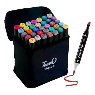 Imagem de Kit 36 Canetinhas Coloridas Touch 36 Cores Com Ponta Dupla e Estojo Canetas Marcadores Coloridos Para Desenho Colorir Livros Ilustrar Pintura Escolar Escola