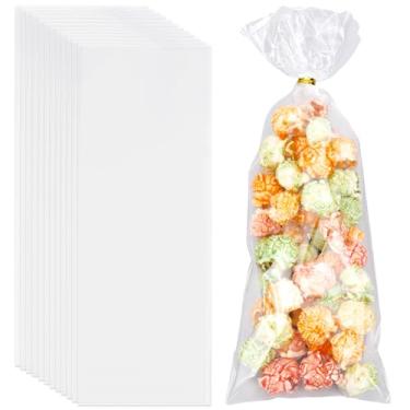 Imagem de SOFPLATE 200 peças de sacos de guloseimas de celofane de 9,5 x 25,4 cm, bolsa de presente de plástico OPP para biscoitos de comida de casamento para lembrancinhas de festa, doces, pipoca, chocolate