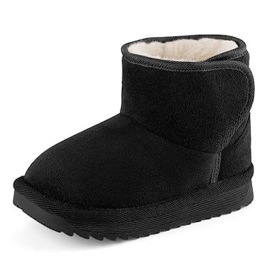 Imagem de Botas de inverno quentes de pele para bebês meninos e meninas botas de neve macias de inverno sapatos de pelúcia, Preto, 6 Toddler