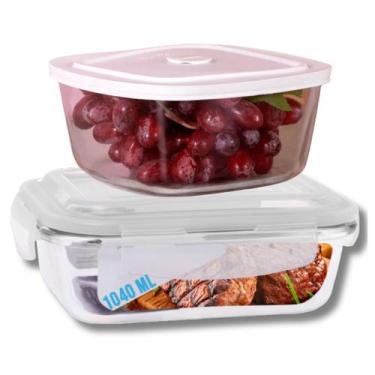 Imagem de Kit 1 Pote 1040ml Tampa Hermetico E 1 Pote Vidro Facilita 2L - POTES B