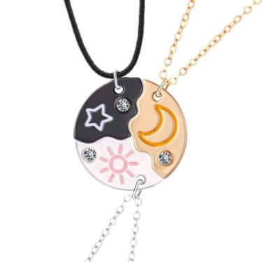 Imagem de DATOA Colares Best Friend BFF para 3 corações divididos gravados Weirdo 1/2/3 Colar Amizade Presentes de Dia dos Namorados, Metal, Sem Pedra Preciosa