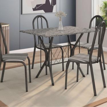 Imagem de Conjunto Sala de Jantar Mesa Tampo em Granito Retangular 4 Cadeiras Bruna