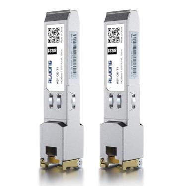 Imagem de Alwong Transceptor de cobre SFP 1000Base-T, módulo Ethernet 1,25G SFP para RJ45, até 100 m, para Ubiquiti UniFi UF-RJ45-1G, Meraki MA-SFP-1GB-TX, Mikrotik, TP-Link, Intel e mais, pacote com 2