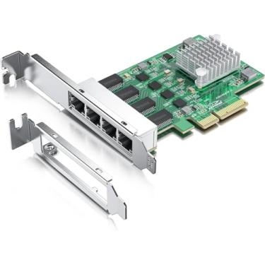 Imagem de Alwong Placa de interface de rede Gigabit Ethernet (NIC) de 100 m/1000 m/2,5 G, portas RJ45 de cobre quádrupla, com chip Realtek RTL8125, PCIE X4, suporta Windows Server/Ubuntu/Centos/Debian