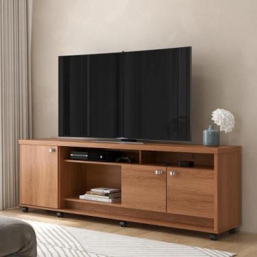 Imagem de Rack para TV 70" Dallas 1,83m Lukaliam Móveis 3 Portas, Jequitiba