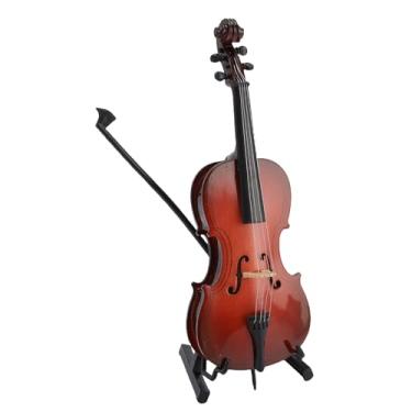 Imagem de Mini Modelagem de Violoncelo Musical, Efeito de Madeira Efeito Decorativo Altamente Detalhado Ornamento de Violoncelo Em Miniatura Com Estação de arch para Suporte para Exibição