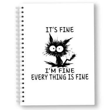Imagem de Lhbfsaz 022,It's Fine,I'm fine, Everything Is Fine, Funny Blank Spiral Notebook, Funny Furry Cat Diary, Cat Gifts For Cat Lovers, Motivational Notebook Journal