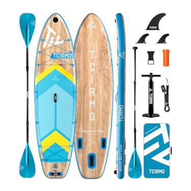 Imagem de Tcirmo Prancha De Stand Up Paddle Inflável Para Adultos, 10'6'' X 33'' 6'', Sup Durável Com Remo Lâmina Dupla E Acessórios Completos, Capacidade 390 Lbs, Estável Amigável Iniciantes, Design À Prova