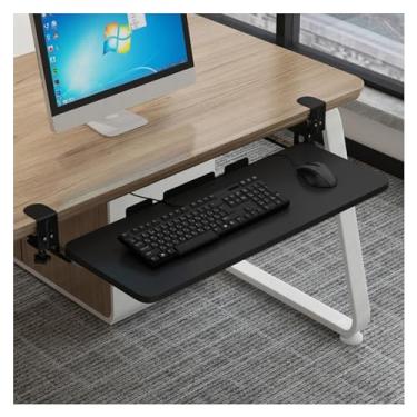 Imagem de Bandeja de teclado ajustável retrátil, gaveta deslizante estável para digitação, suporte de teclado embaixo da mesa, preto (tamanho: 52 x 25 cm (20 x 10 polegadas))