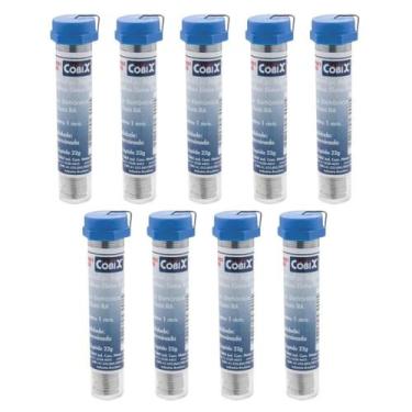 Imagem de 9 Tubos Fio Estanho P/ Solda C/ Fluxo Ra 22g 1,00mm Cobix