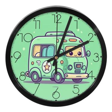 Imagem de LILINWAN Relógio de parede 24 cm, silencioso, sem tique-taque, desenho animado, ambulância, relógios modernos operados por bateria - relógios de plástico clássicos para sala de aula, casa, escola