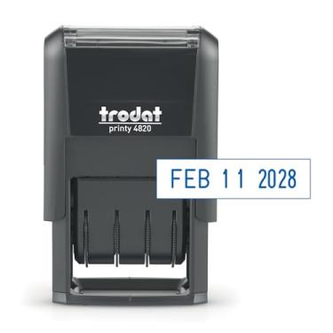 Imagem de Trodat 4820 Printy 4.0, carimbo de data autotinta para aplicações profissionais, sala de aula e pessoais, 0,9 cm x 3,5 cm, carimbo de data compensado por CO2 (azul)