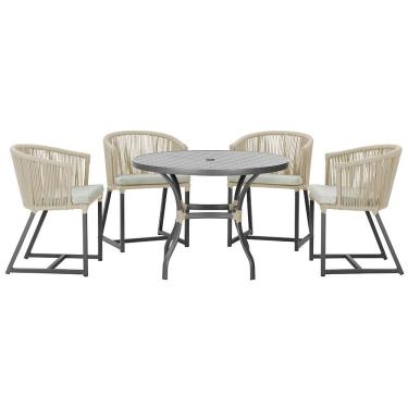 Imagem de Mesa com 4 Cadeiras de Jantar Roma 100cm e Noronha em Aluminío