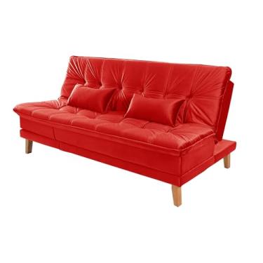 Imagem de Sofá-Cama Berlim Plus Reclinável Casal 3 Lugares Suede Império Estofados (VERMELHO)