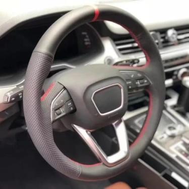Imagem de LYBQFZ Capa de volante de couro artificial, acessórios de interior de carro, para Audi Q3 F3 Q5 FY SQ7 Q8 SQ8 RS Q3 Q8 (formato O)