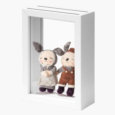 Imagem de Caixa de sombra branca 10 x 15 cm para flores, mini caixa de sombra de madeira, moldura de preservação de flores faça você mesmo, moldura de vidro duplo, adequada para exibição de amostras e