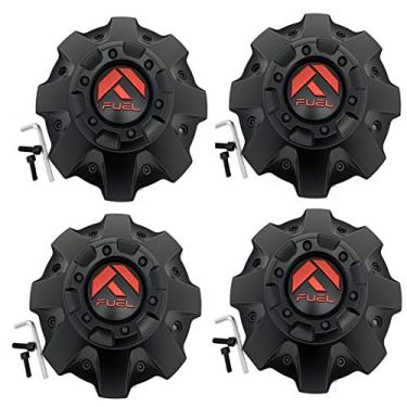 Imagem de Fuel Matte Black with RED Emblem Wheel Center Cap Set of Four (4) 1001-63MBQ with Screws and Installation Tools
