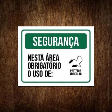 Imagem de Placa De Segurança - Obrigatório Protetor Auricular 27X35 - Sinalizo