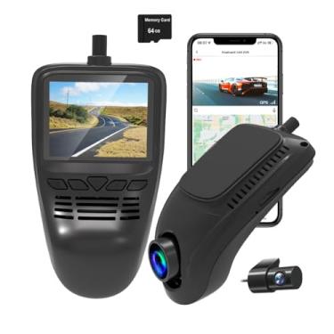 Imagem de Câmera veicular de 5 cm 2K frontal e traseira, DVR WiFi para carro com lente dupla, gravação de rastreamento GPS, gravador de vídeo com detecção de movimento G-sensor de visão noturna