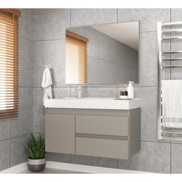 Imagem de Gabinete Com Cuba 80Cm Multimóveis Cr10074 Cimento